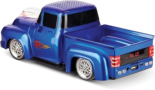 Miniatura 12 de QFX Altavoz Réplica de Camioneta Pickup Bluetooth 1956, Altavoces de 3 Pulgadas, Enlace Manos Libres, Micrófono Incorporado, Radio FM y Luces LED de