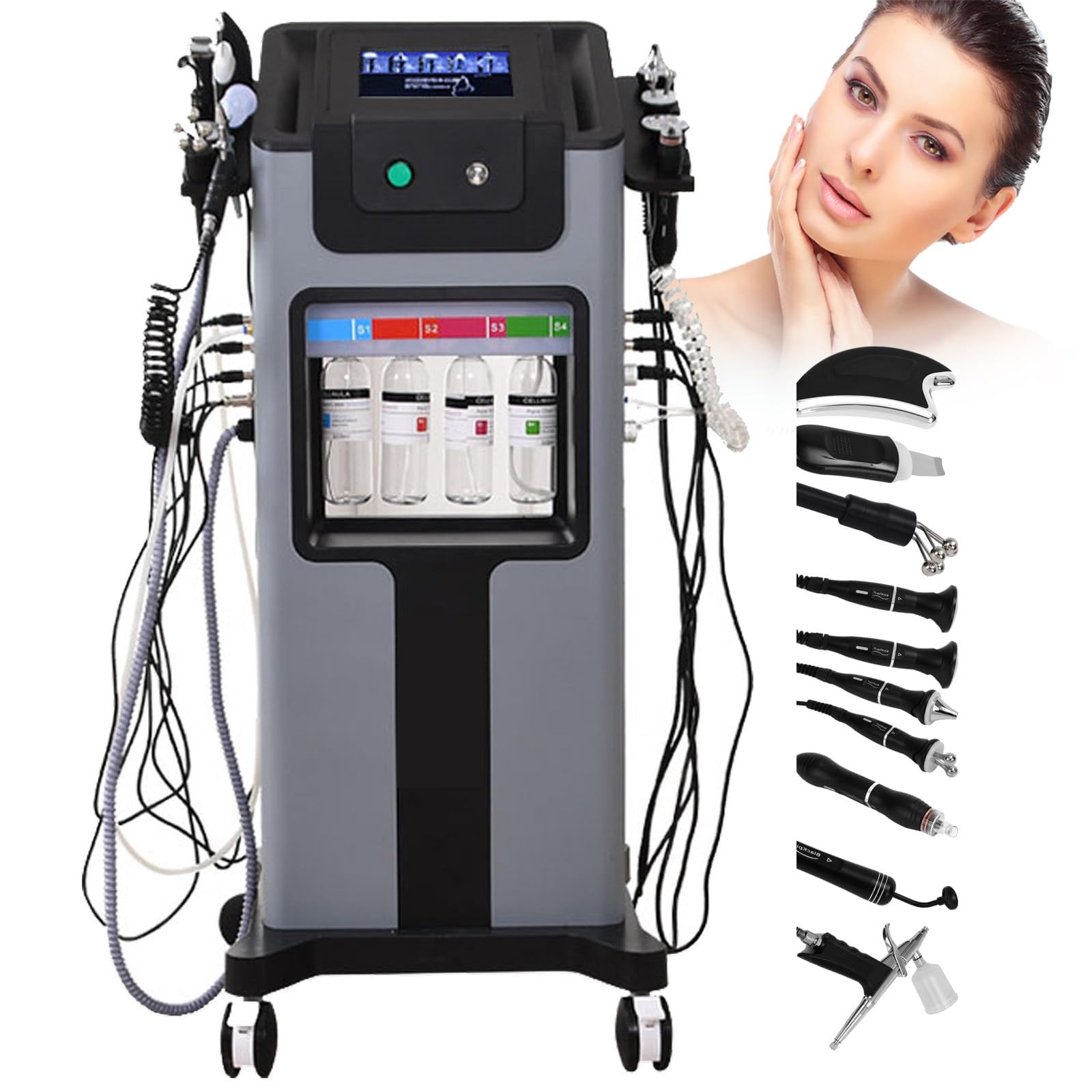 Urządzenie 10 W 1 Do Hydro-Tlenowego Oczyszczania Twarzy | Głębokie Oczyszczanie Twarzy, Peeling Wodny, Lifting Okolic Oczu I Odmładzanie Skóry, Do Domowego Salonu Spa