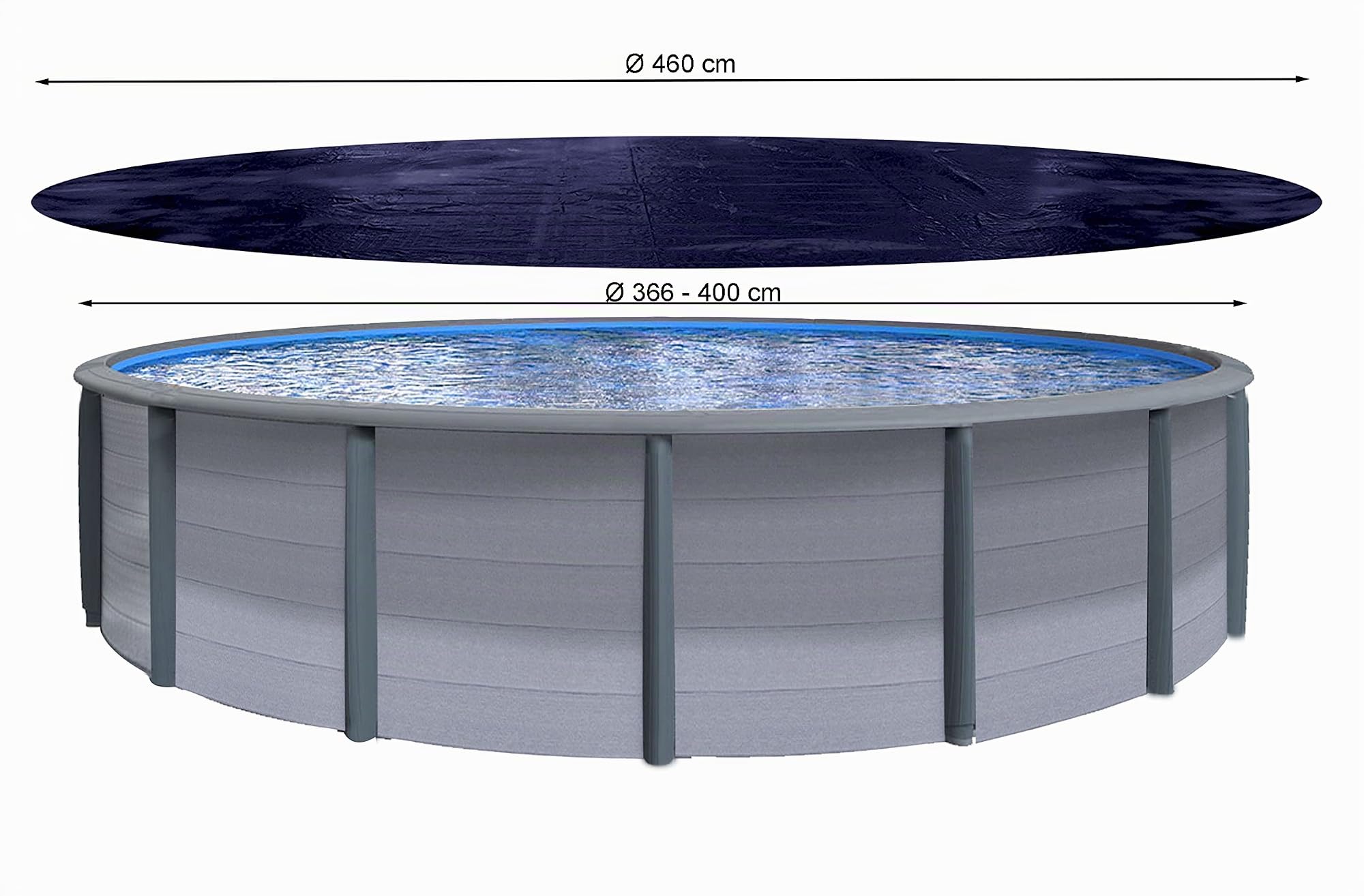 QUICK STAR Solare Copertura invernale per piscina Rotonda 200g / m² per dimensioni piscina 366-400 cm Dimensioni tela cerata ø 460 cm Nero