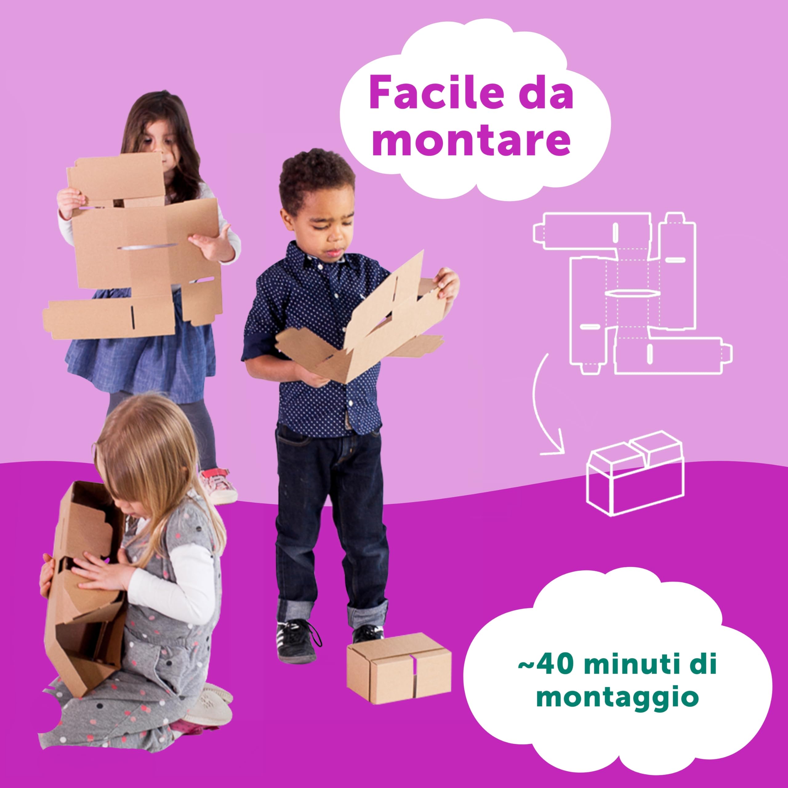 GIGI BLOKS 96 Mattoncini Costruzioni Grandi per Bambini XL Impilabili & Incastro | Cartone Blocchi Costruzioni per Bambini Robusti e Facili da Montare | Grandi Giochi Montessori Creativi & Educativi