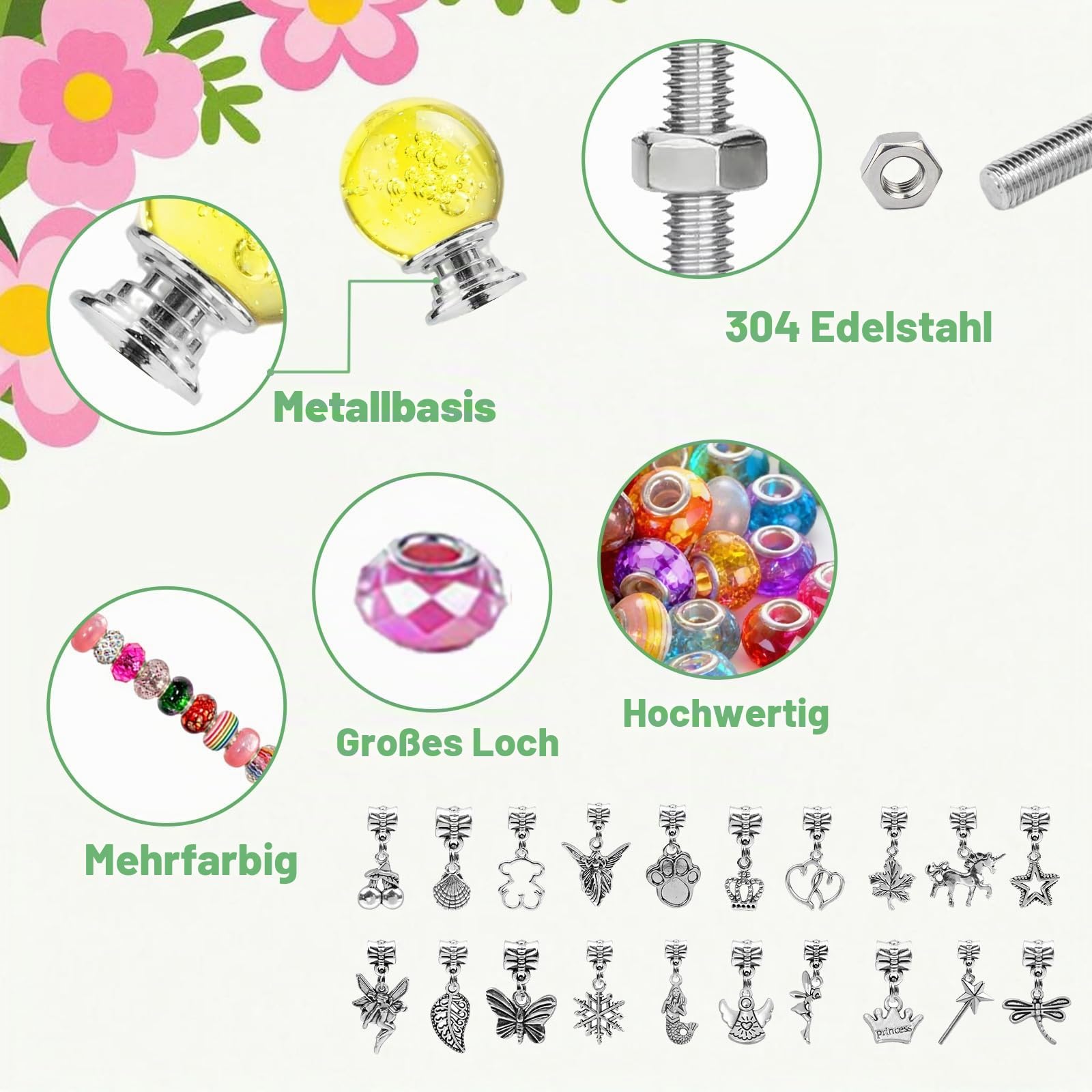 280-teiliges Gartenstecker-Set mit Perlen und Blasenstopfen | Gartenstecker-Set mit bunten Kristall-Stoppern, DIY-Feenstäbe, Gartendekoration, Outdoor-Bastelarbeiten