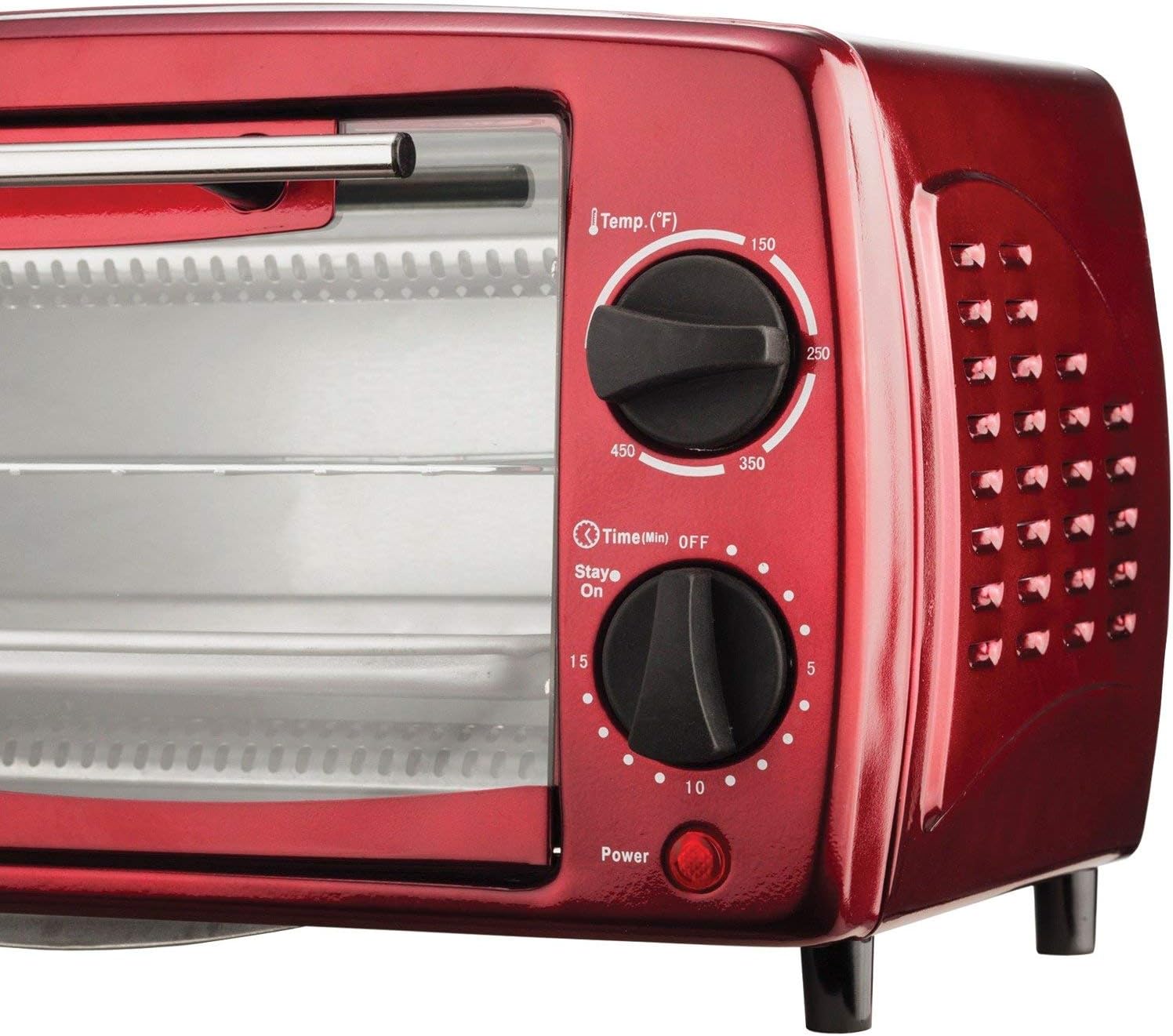 Brentwood TS-345R Toaster Oven Stainless Steel, 4-Slice, Red (Renewed)