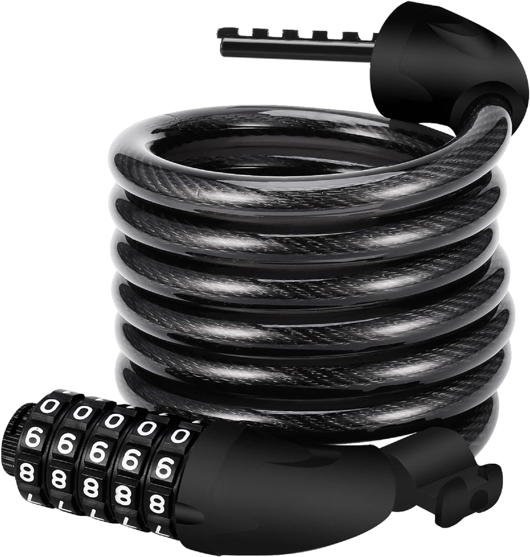 REHKITTZ Bike Lock Bicycle Locker Combination 5 Digit 120cm/12mm Long Cycle Cable Locks Bikes Chain High Security for E-Bike Mountain Bike Outdoor Ski Gate Accessoriess