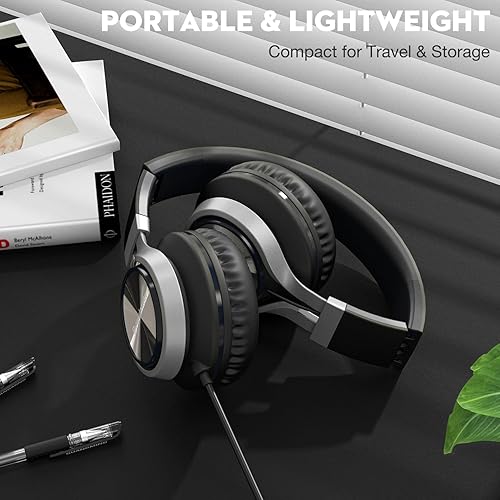 Miniatura 5 de Auriculares USB C con micrófono y control de volumen, auriculares estéreo sobre la oreja para iPhone 15 16 Pro, auriculares plegables con cable para