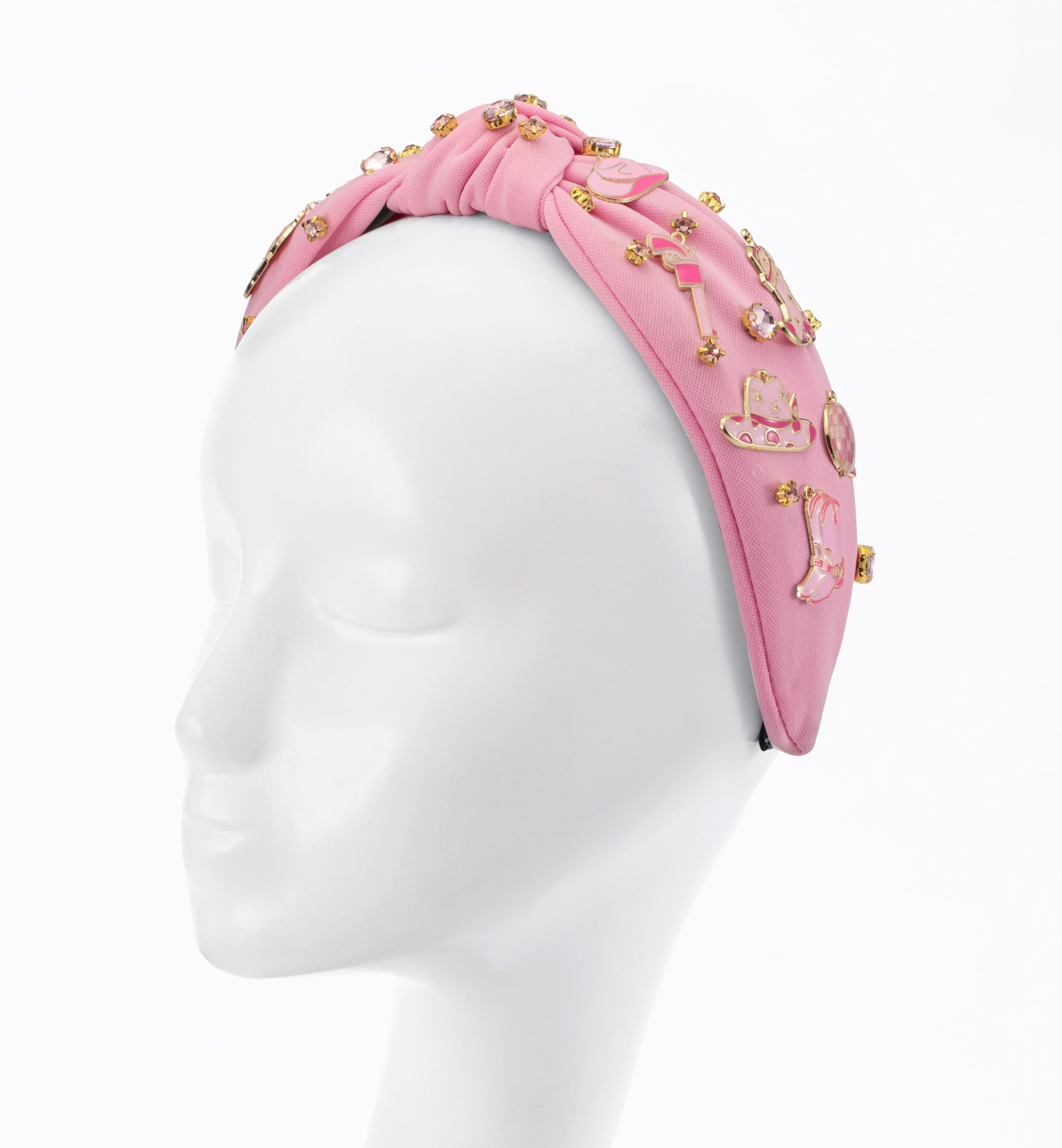 Western Knotted Headband for Women Pink Cowgirl Beaded Rhinestone Accessories Amazon.com : Western Headbands Rhinestone Crystal Knotted  main image 4