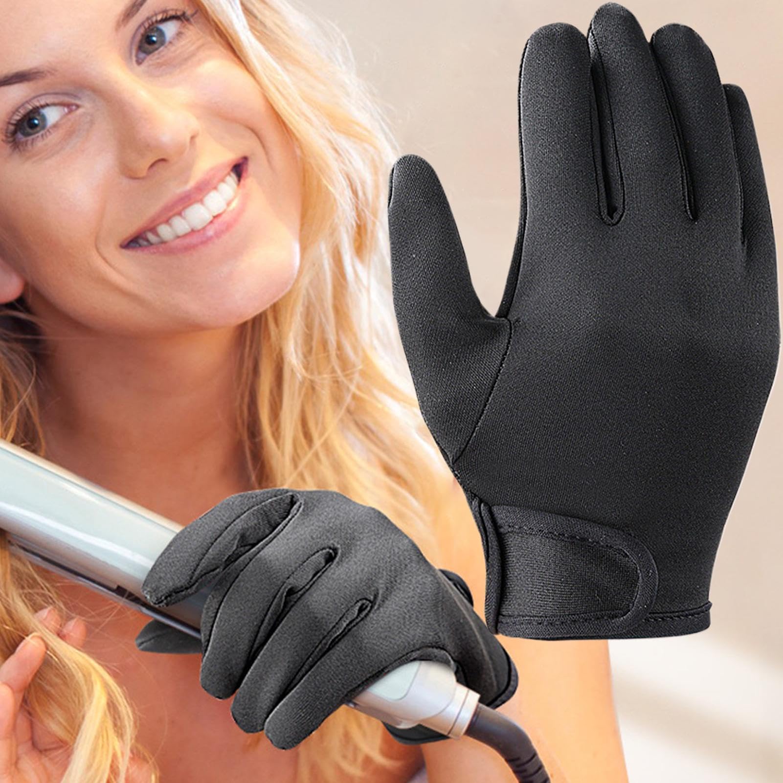 Générique Gants résistants à la Chaleur - 5 Doigts Gants de Chaleur de Main Professionnels, réutilisable de Chaleur Coiffure, de Style Anti-brûlures pour Salon de Coiffure et Maison