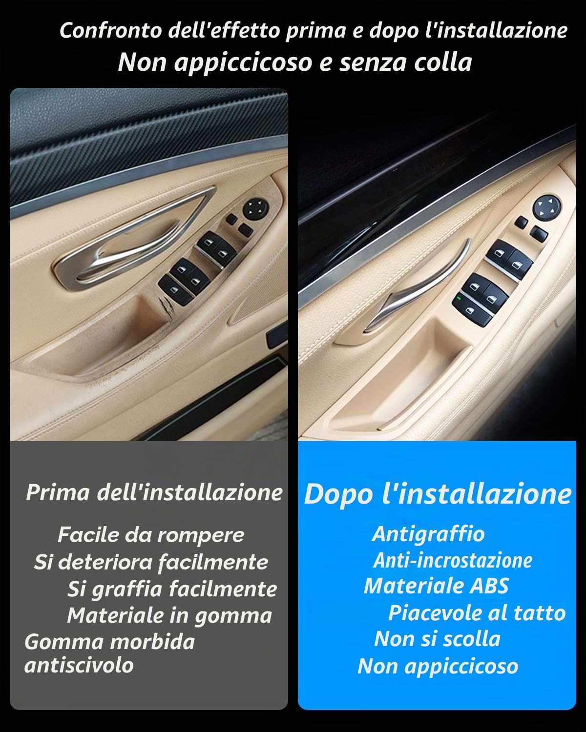 Kit maniglia porta 7PCS per BMW Serie 5 F10 F11 520 530, bracciolo interruttore finestra lato guida + maniglia passeggero + coperture interruttore finestra per 523 525 528 535 (2010-2016) - Beige