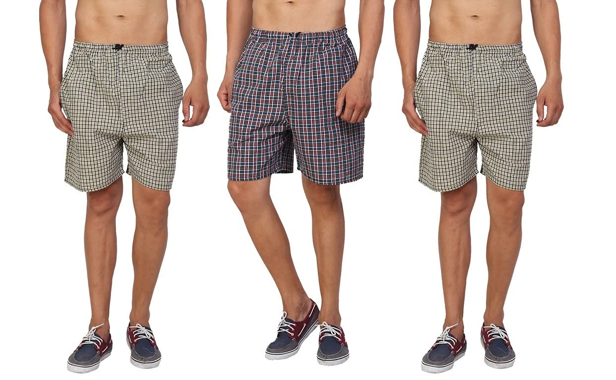 Paras Mani Enterprises Men Multicolor Cotton Blend Boxer Shorts Pack of 3 (M)-image-26