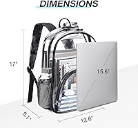 Vista 6 de LIGHT FLIGHT Mochila transparente resistente y transparente, mochila transparente, mochilas duraderas para la escuela, seguridad