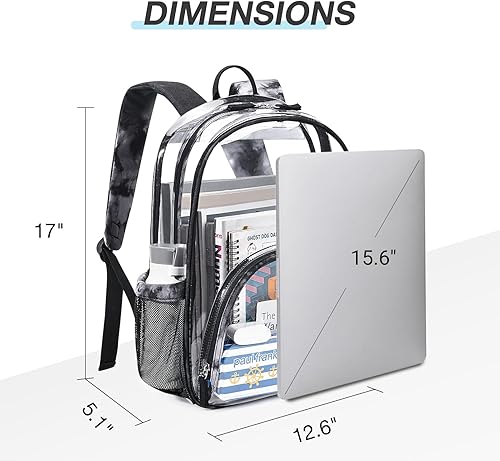 Miniatura 6 de LIGHT FLIGHT Mochila transparente resistente y transparente, mochila transparente, mochilas duraderas para la escuela, seguridad