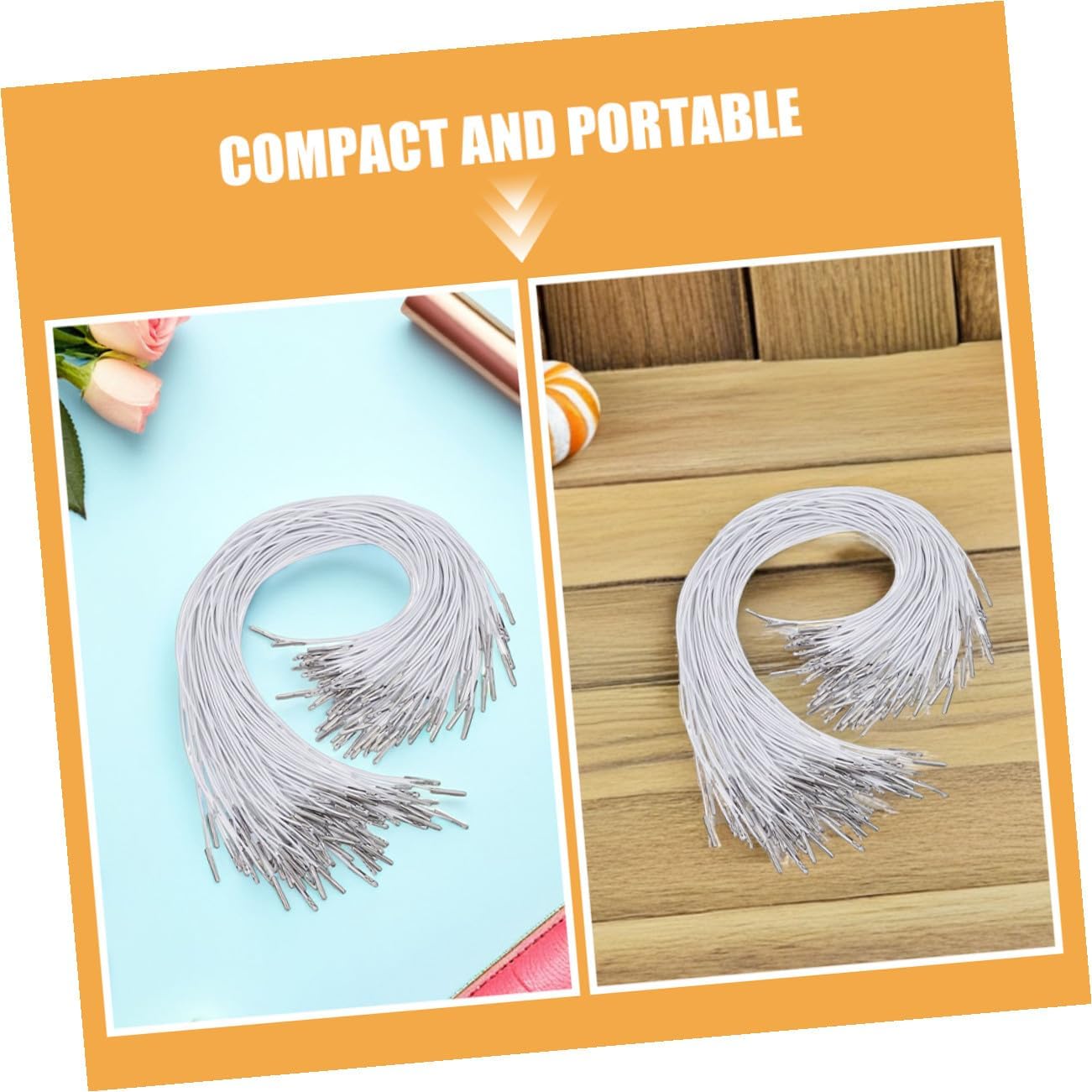 Alipis 200pcs Elastic Hat Cords and Stretchable Mask Strings with Metal Barbs Fasteners for DIY Face Mask Making, Hat Adjustment, and Crafting Accessories