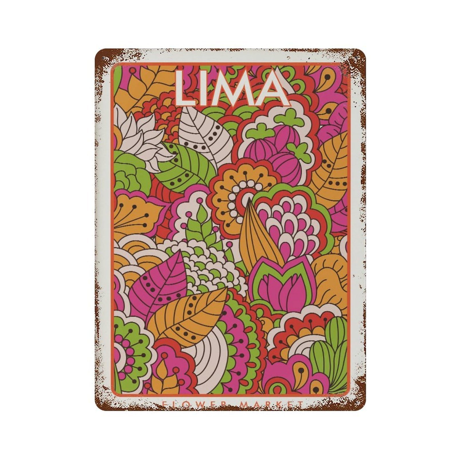 xiaoxiaoshen Lima Flower Market Botanical Wall Decor Art Metal Tin Poster Modern Home Decor Art Home Bar Shop Decorations Vintage Sign 40x30cm
