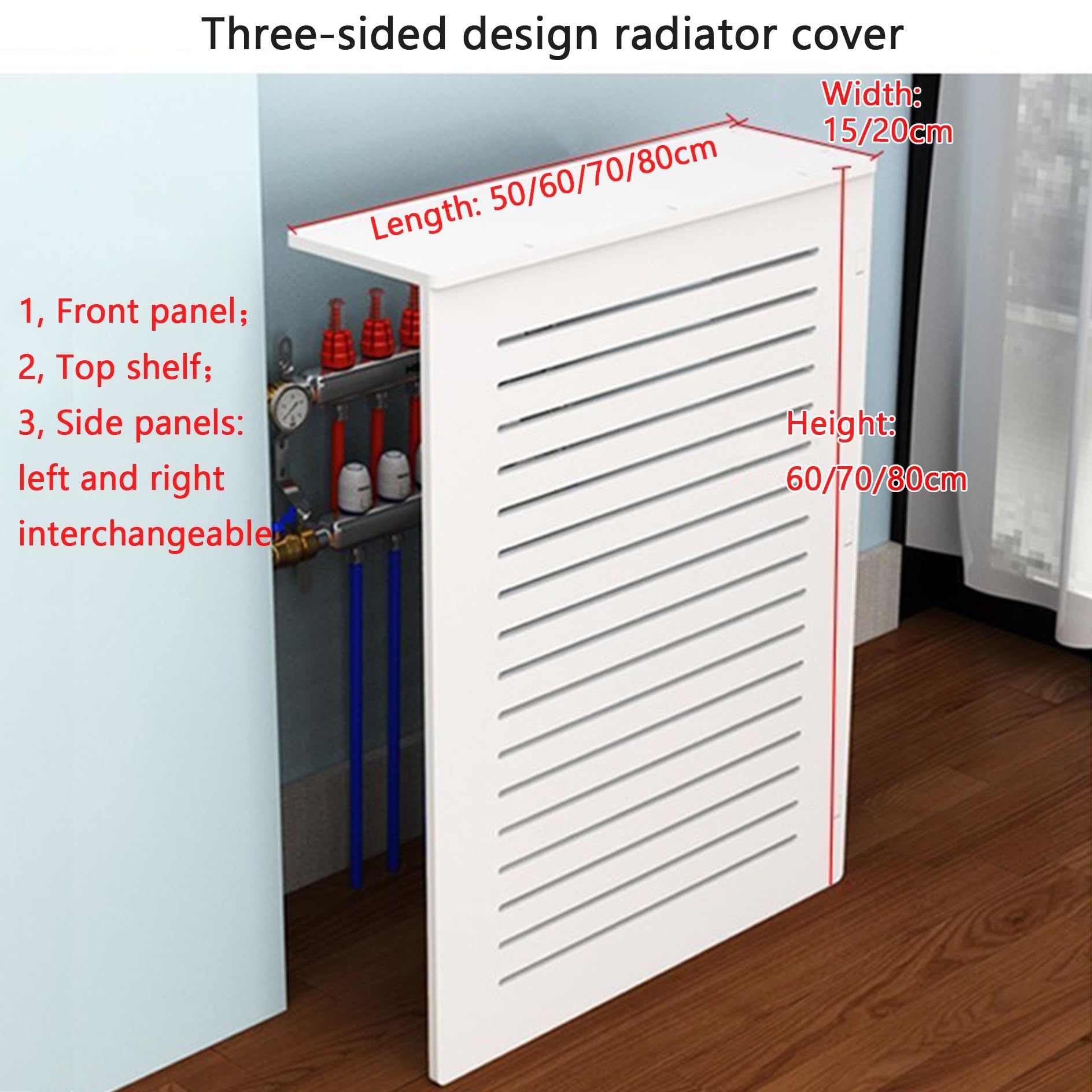 Heizungsabdeckung Heizkörperverkleidung Heizkörperabdeckung Weiß Schrank Radiator cover Holz Modern Heizkörperregal Heizungsverkleidung Hoch Heizkörper Abdeckung für Schlafzimmer Wohnzimmer(L70*H70*W2
