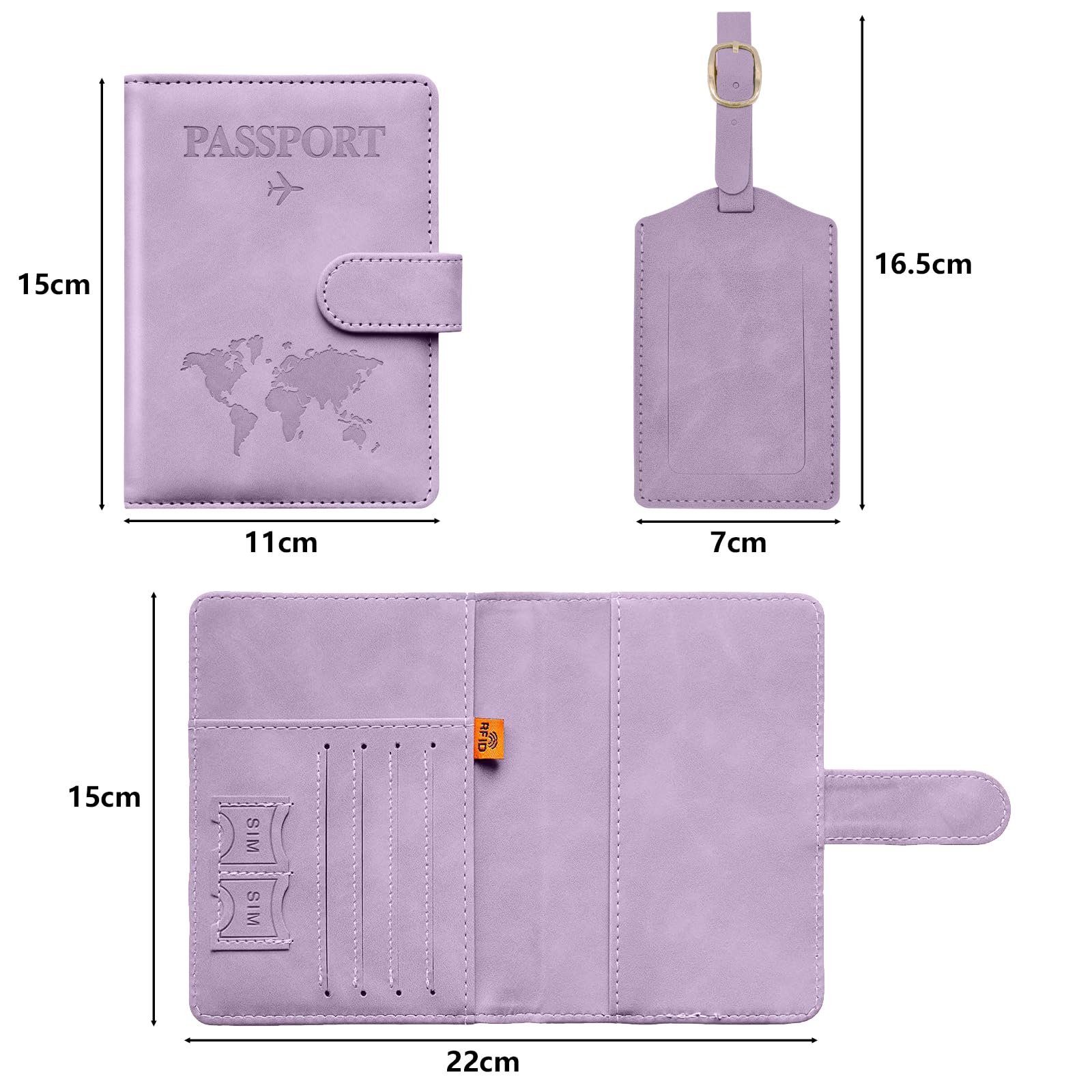 Toctax Porta Passaporto da Viaggio ed Etichette per Valigie Aereo, Custodia Passaporto Italiano, Portapassaporto da Viaggio Donna ed Uomo, Passport Holder (Viola)