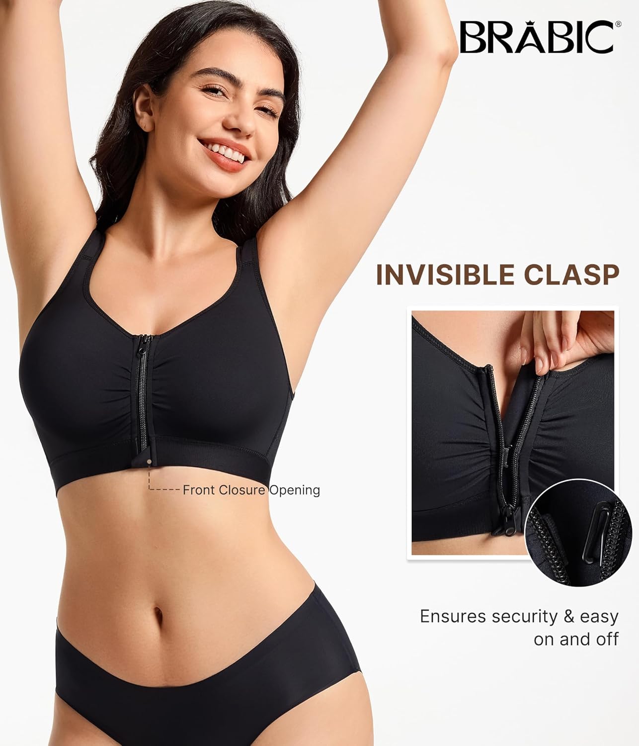 BRABIC Front Closure Bras for Women Compression Surgical Bra No Underwire Full Coverage Wireless Bralette - Image 4