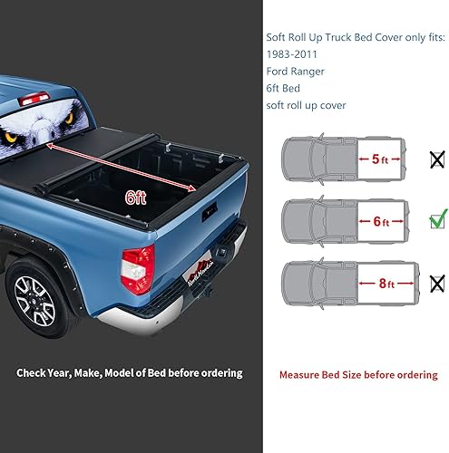 Miniatura 4 de North Mountain Cubierta enrollable suave para camioneta Ford Ranger de 6 pies, se adapta a Ford Ranger 1983-2011 Ford Ranger de 6 pies