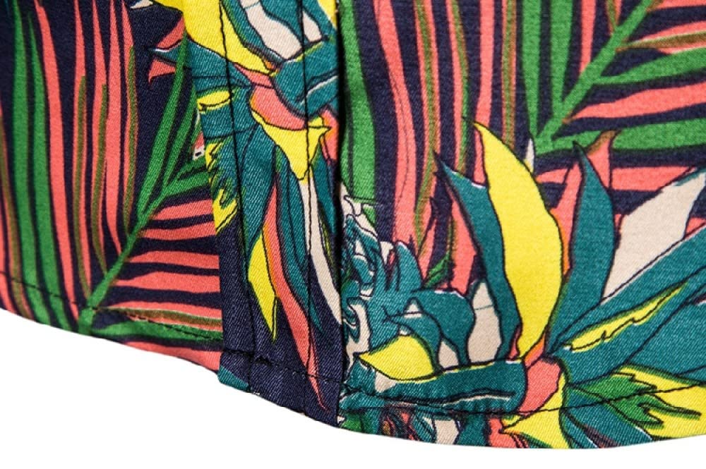 HGJH Hawaii Hemd Männer, Herrenhemd Langarm Ananasblätter Aufdruck Hawaiihemd Kubakragen Schwarz Langarm Button Down Weiches Strandhemd Henley Shirt Für Herren Jungen