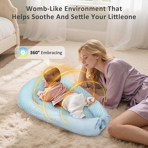 Miniatura 7 de Tumbona para bebé, almohada para tumbona para recién nacido, suave y transpirable, nido de recién nacido para bebés de 0 a 24 meses, almohada de