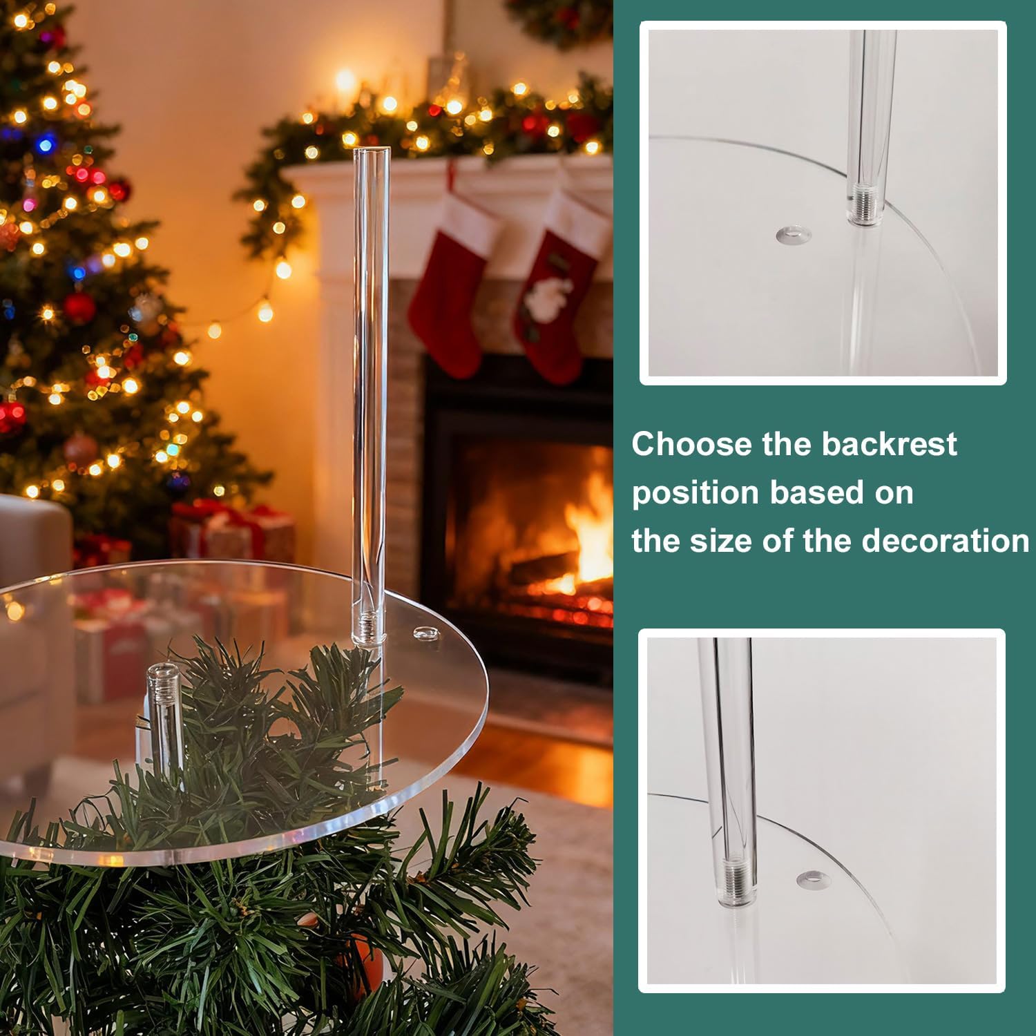 Christmas Tree Topper Holder, Planar Holiday Universal Tree Topper Stabilizer Plastic Support Rod Adjustable Attachments Treetop Ornaments Tree Topper Supporter Transparent Acrylic (7.9inch) - Image 3