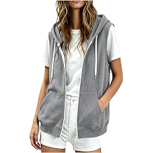 Wkishenl Zip Up Hoodie Vest For Women Casual Athletic Sleeveless Jackets 2026 Loose Comfy Drawstring Sweatshirts With Pockets