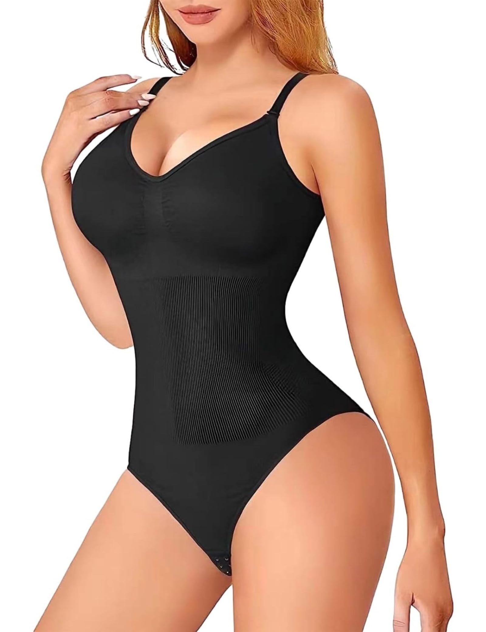 MELARQT Shapewear Women's Body Shaper, Bodysuit Women, Shapewear Tummy Control, Shaping Bodice Body Strong Shaping with Adjustable Shoulder Straps, Shaping Body Breathable, Bodysuits Tummy Control