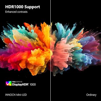 INNOCN 32 Mini LED 4K 160Hz 3840 x 2160P HDR1000 Monitor 1ms IPS HDMI 2.1, 99% DCI-P3, USB Type-C Connectivity, Height Adjustable Stand - Black (2026)
