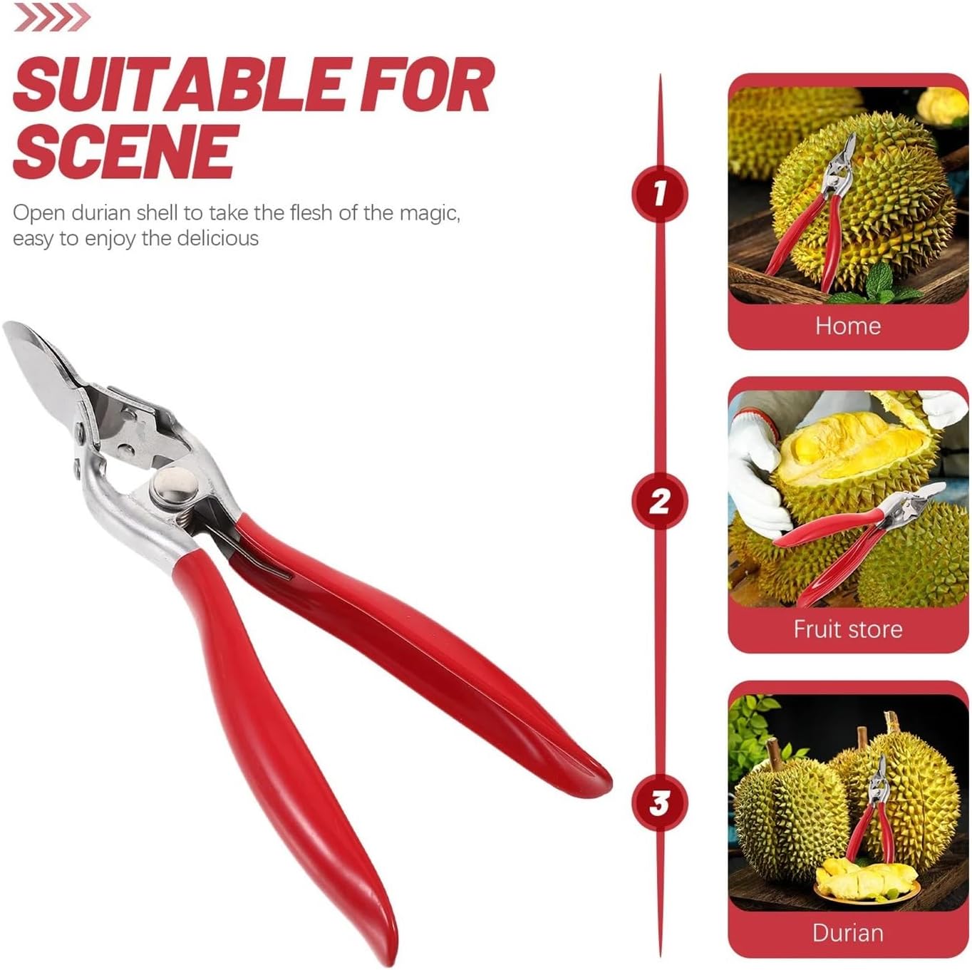 Multi-Functional Stainless Steel Durian Opener Clip Household Fruit Opening Tool Lightweight PP Material