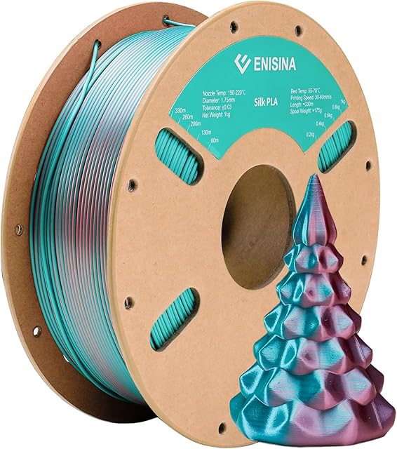 Jedwabny filament PLA 1,75 mm, jedwabny błyszczący filament, nie zatykanie, do drukarki 3D, dokładność wymiarowa +/- 0,03 mm (turkusowy i różowy)