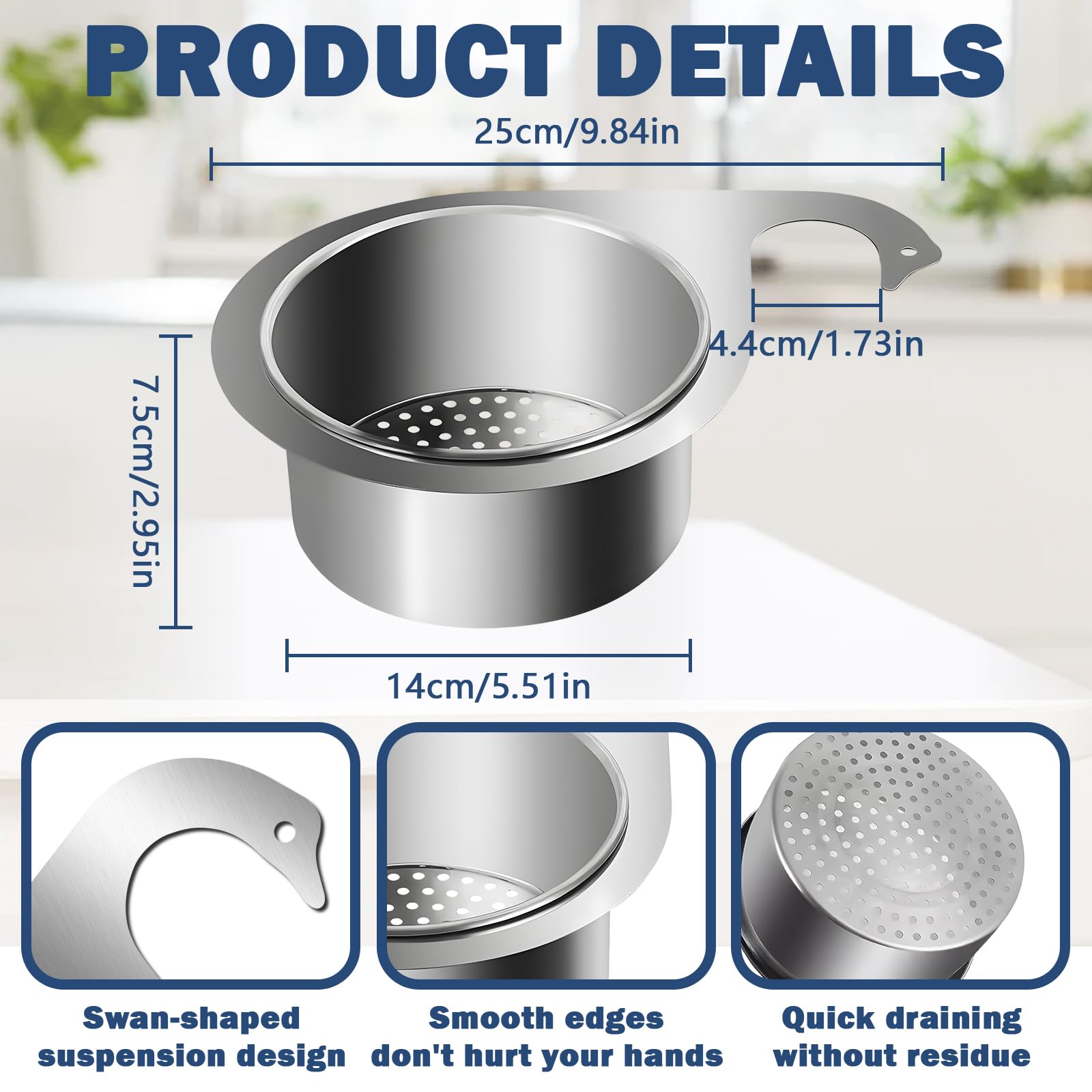 PORTE-FILTRE ÉVIER 21X16X2CM Pp Panier De Vidange D'évier Cuisine Crépines Pour EUR 11,39