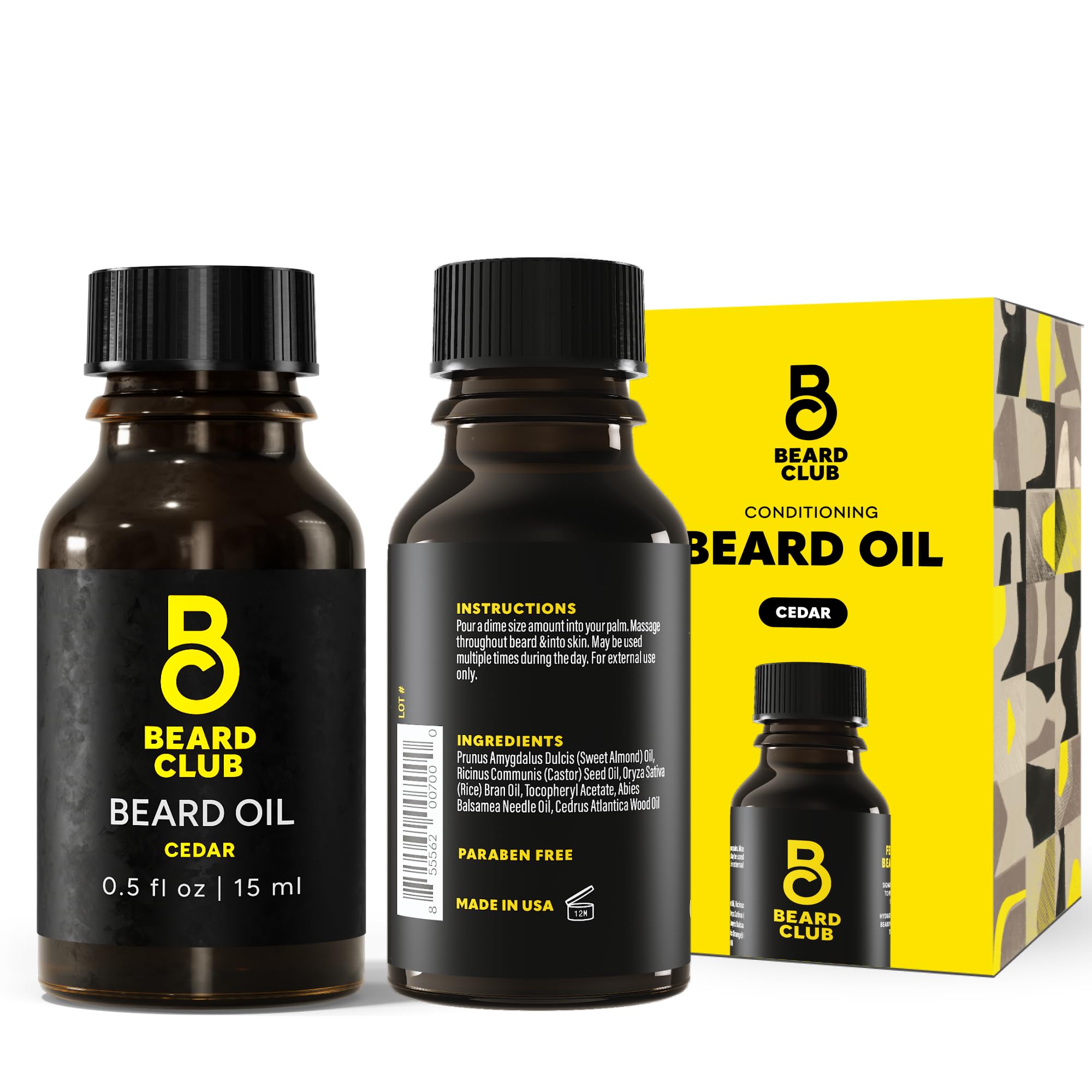 The Beard Club Premium Cedar Beard Oil for Men - Natural Castor & Almond Oils - Beard & Mustache Conditioner - Hydrates, Moisturizes, Softens & Soothes Dry Skin - Strengthens Hair Follicles
