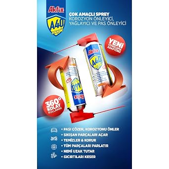 Akfix A40 Magic Çok Amaçlı Koruyucu Sprey, 360 Derece Uygulama, Korozyon Önleyici, Yağlayıcı ve Pas Önleyici, Ev, Bahçe, Atölye ve Araç Bakımı İçin