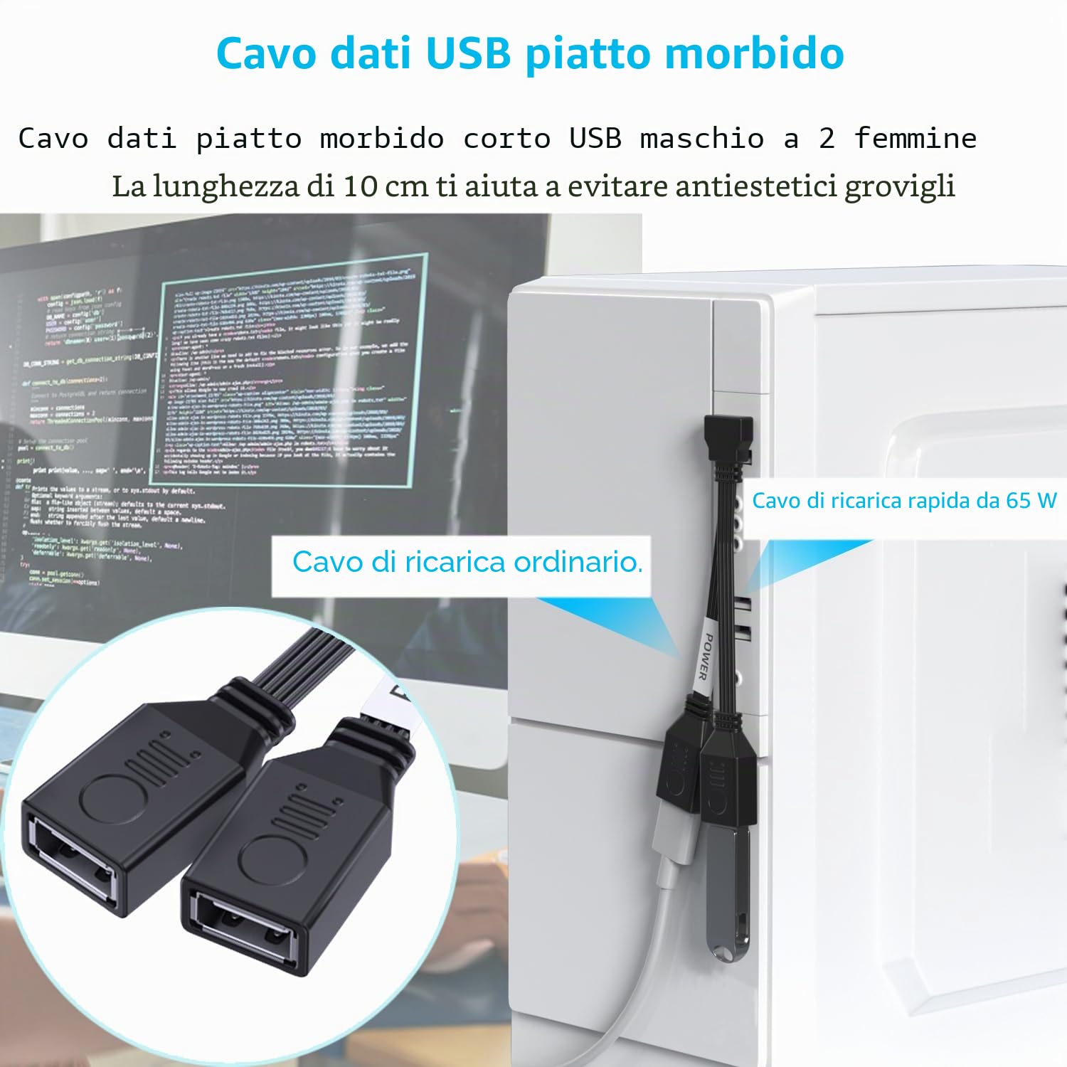 2 Cavi USB 2.0 Maschio-maschio Ad Alta Velocità 50 Cm Per Dati E Trasferimento