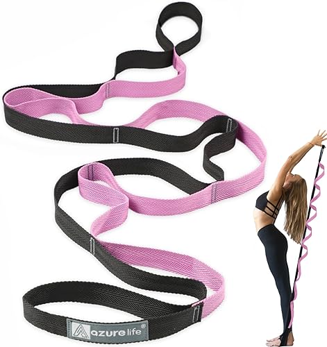 Miniatura 22 de Correas elásticas duraderas de alta calidad con bucles, correa de estiramiento para terapia física, correa de yoga de múltiples bucles, correa de