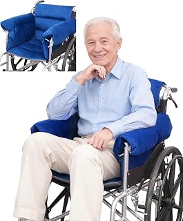 Wheelchair seat Cushion Pressure Pain Relief Accessories with armrest Covers Support Sciatica Coccyx & Back, Adjustable Comfortable Ventilated and Soft Non-Slip Strap Office Chair Cushion