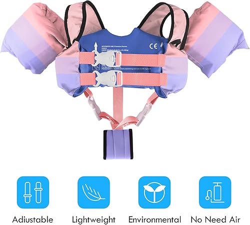 Miniatura 123 de Chriffer Chaleco salvavidas para niños de 22 a 66 libras, flotadores con arnés de hombro y alas de brazo para bebés de 2, 3, 4, 5, 6, 7 años