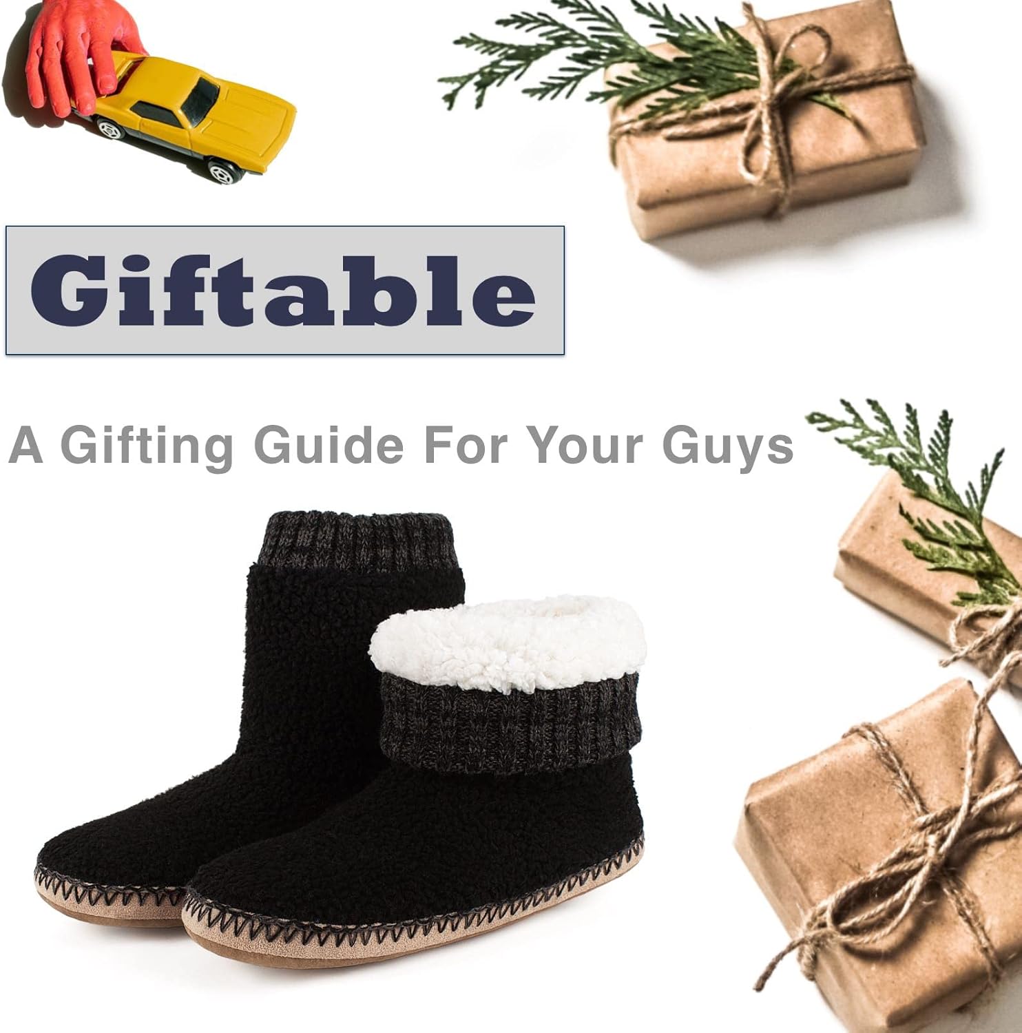 Men's Warm Up House Boots, Thick Fuzzy Sherpa Fleece Winter Moccasin Socks Non-slip Soles, Cozy Soft Comfy Indoor Shoes Rubber Grippers - Image 8