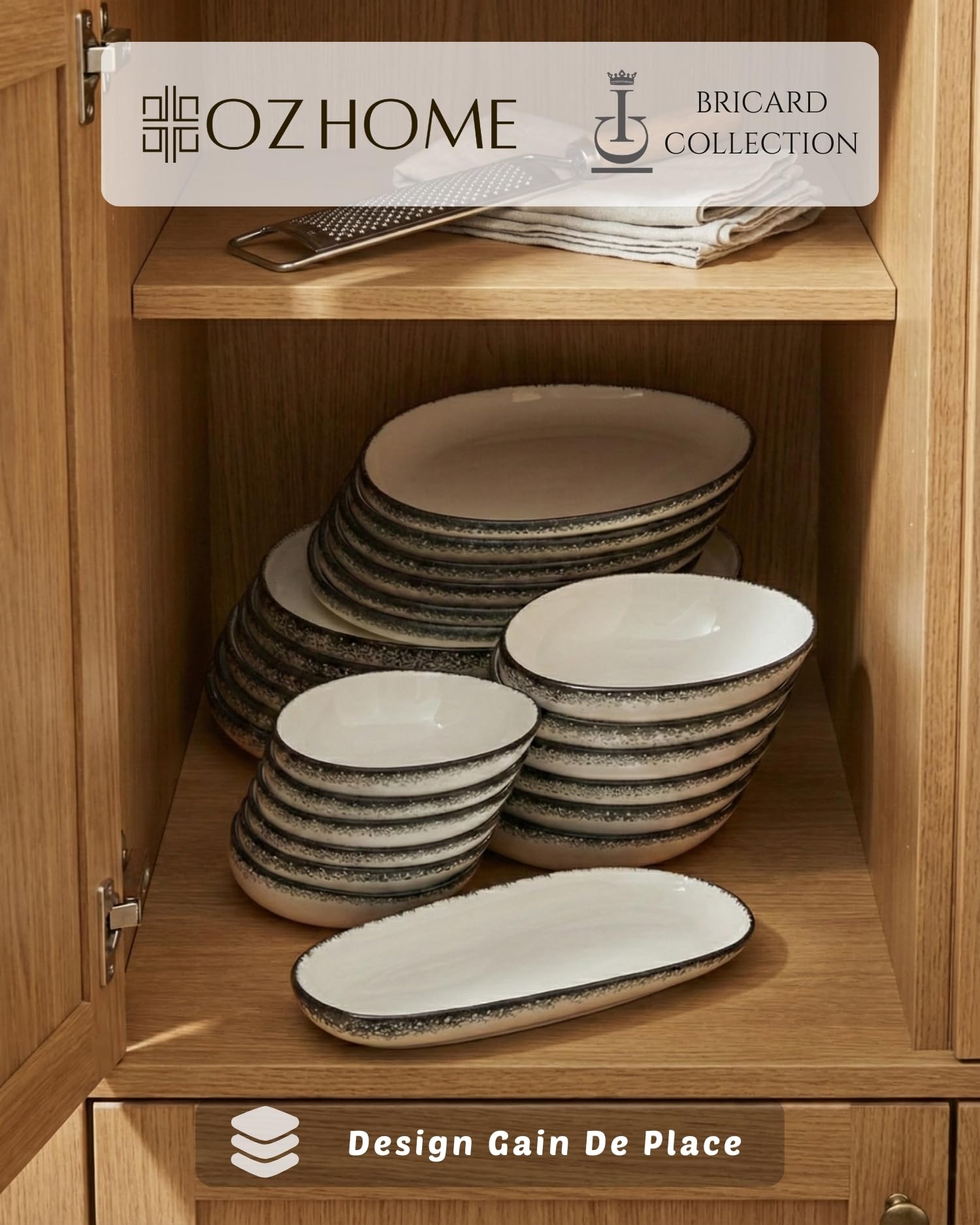 BRICARD Service Vaisselle Royan 25 Pcs – Set De Table & Assiette Porcelaine – Service De Table 6 Personnes De Plates & Assiette Creuse, Bols – Vaisselle Et Arts De La Table Micro-Onde/Lave-Vaisselle