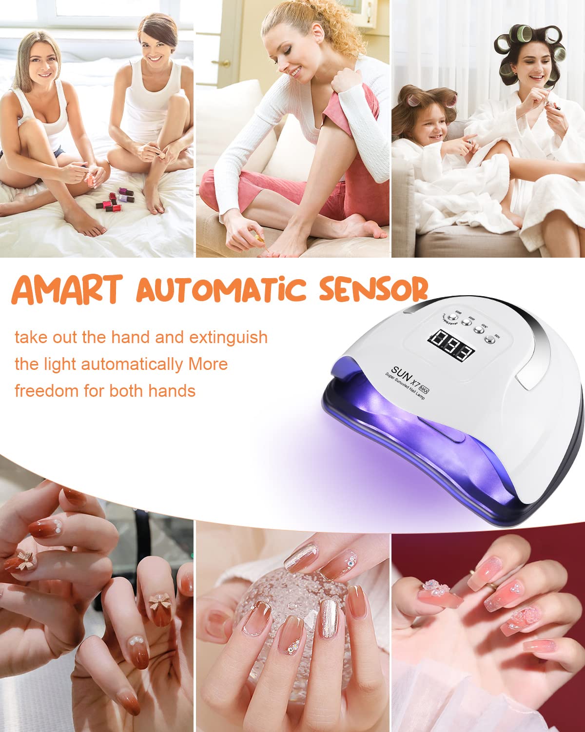 220W Lampada Unghie UV LED, lampada uv unghie Automatico Sensore, Automatico Sensore Manicure, 4 Timer Preimpostati10/30/60/99s, LCD Display Lampada per unghie, Salone delle unghie domestico fai da te