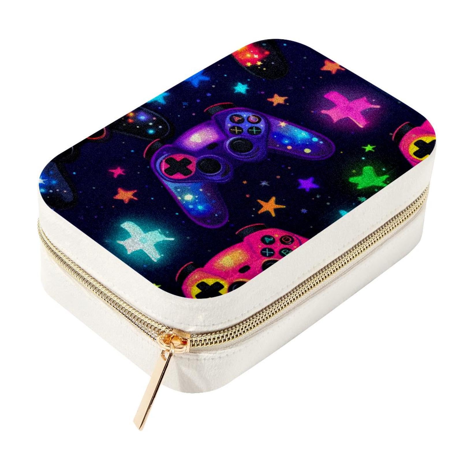 Boîte à bijoux de voyage en velours pour manette de jeu avec compartiment amovible collier