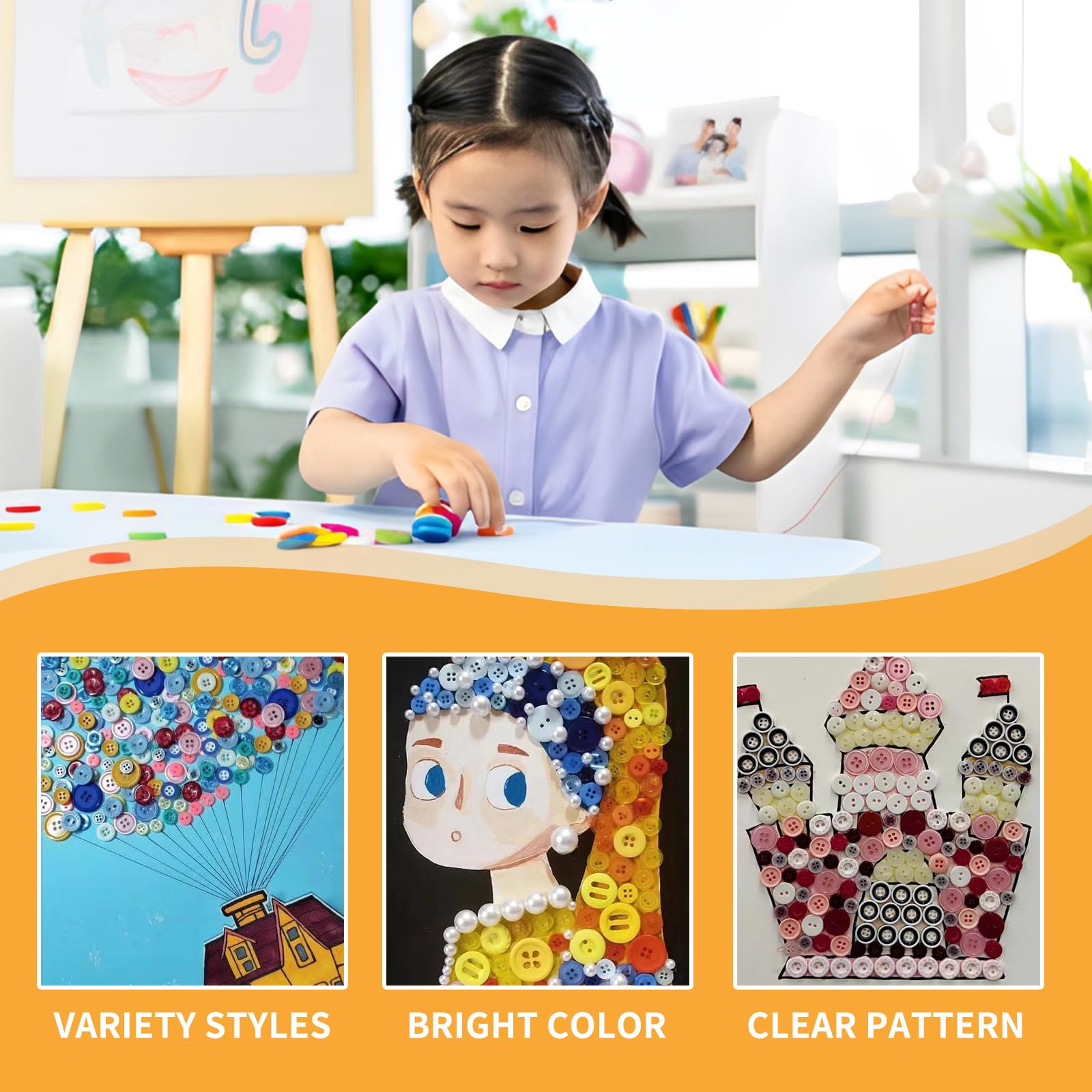MOSTFUN 1200 Pcs Mixed Colorful Craft Buttons, 2/4 Holes Round Resin Buttons for Crafting Sewing, DIY Projects - Image 3