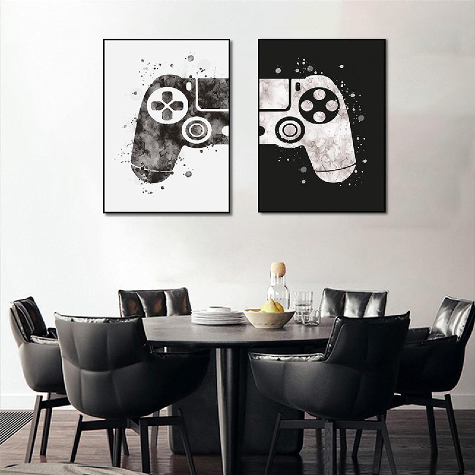 Pinturas en lienzo para sala de juegos, carteles abstractos e impresiones de Gamepad, imágenes artísticas de pared, Mural para jugadores, decoración de habitación de niños - Enmarcado, 2 Piezas