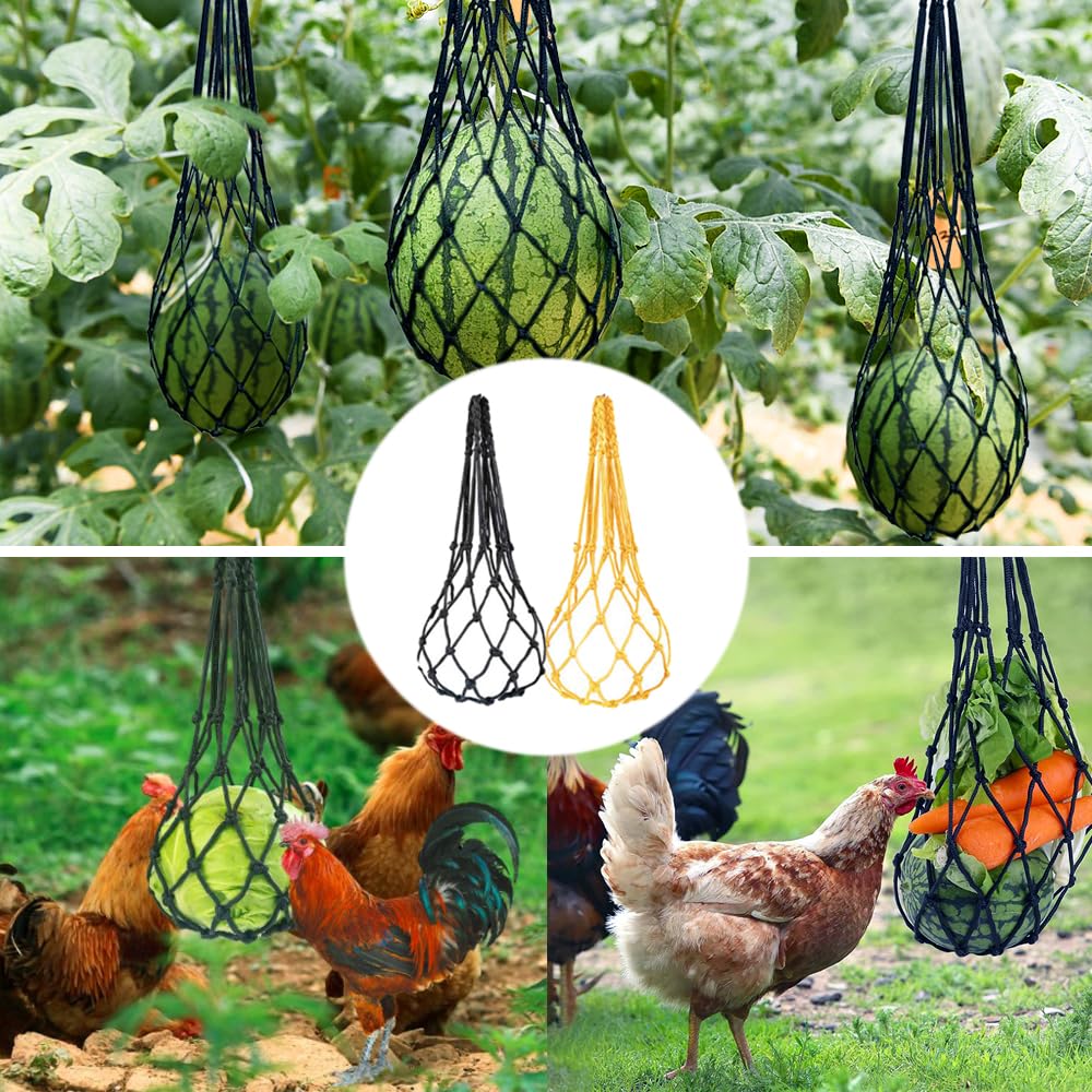 2 Hühner-Futternetze Zum Aufhängen – Mit Haken, 50 Cm, Für Gemüse & Obst, Für Hühner, Enten, Gänse