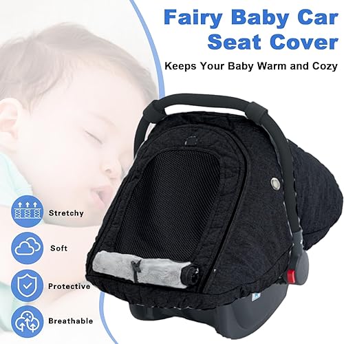 Miniatura 2 de Fairy Baby Funda de asiento de automóvil de invierno para asiento de automóvil con ventana de malla (negro), fundas de asiento de automóvil cálidas