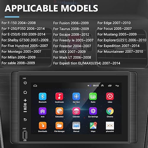 Miniatura 3 de Podofo Estéreo de coche Android para Ford F150 F250 F350 Fusion Edge Explorer Taurus Freestar, 7 pulgadas pantalla táctil Bluetooth Radio con