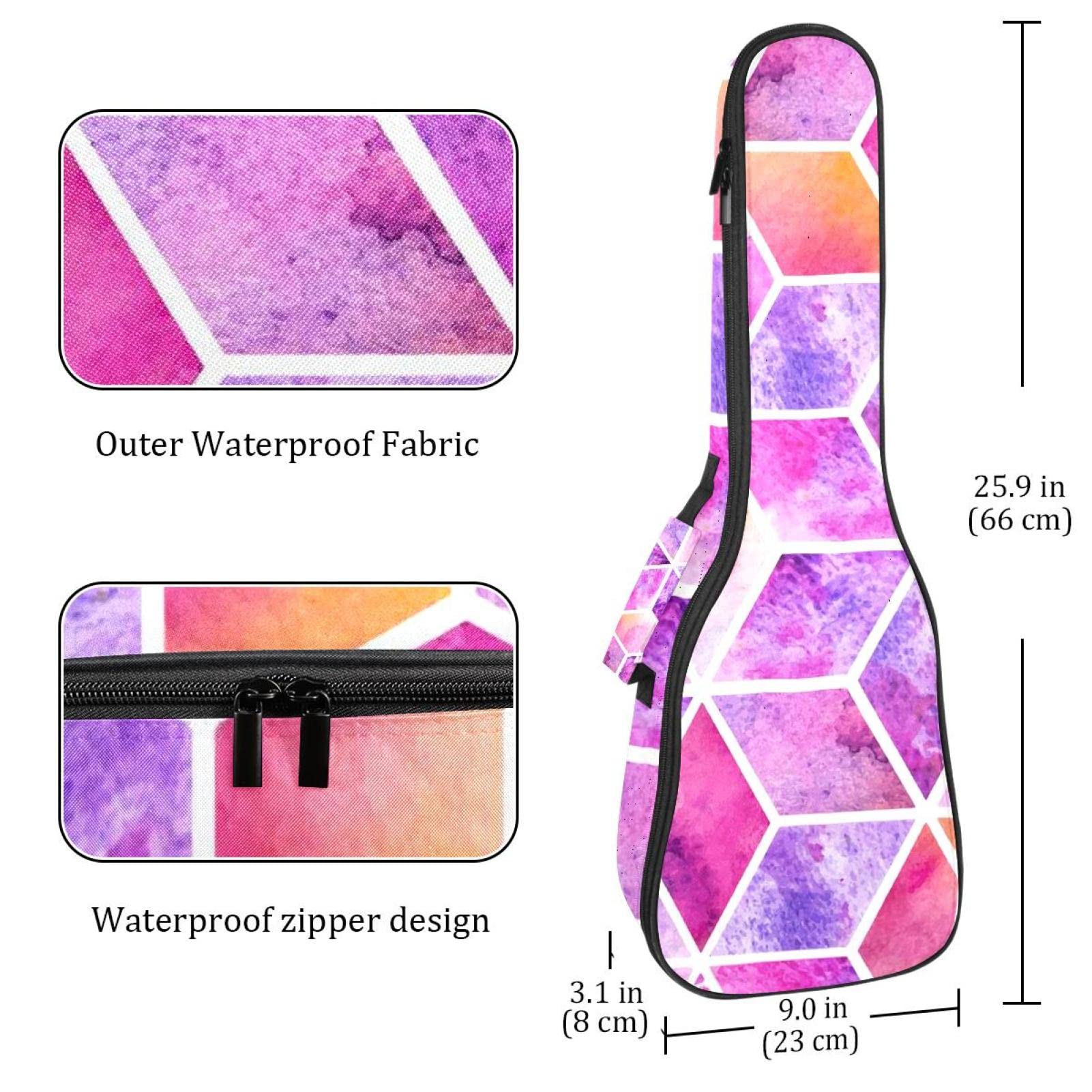 Housse pour ukulélé soprano avec fond en mosaïque aquarelle - Housse pour ukulélé ténor pour adultes avec sangles réglables - Sac rembourré étanche