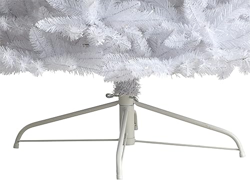 Miniatura 6 de Nearly Natural Árbol de Navidad artificial blanco delgado de 10 pies con 800 luces LED blancas cálidas y 2420 ramas flexibles