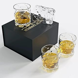 Spinning Whiskey Glasses with Luxury Box Set of 4, Old Fashioned Rotatable Crystal Whiskey Glasses, Personalized Glasses 4...