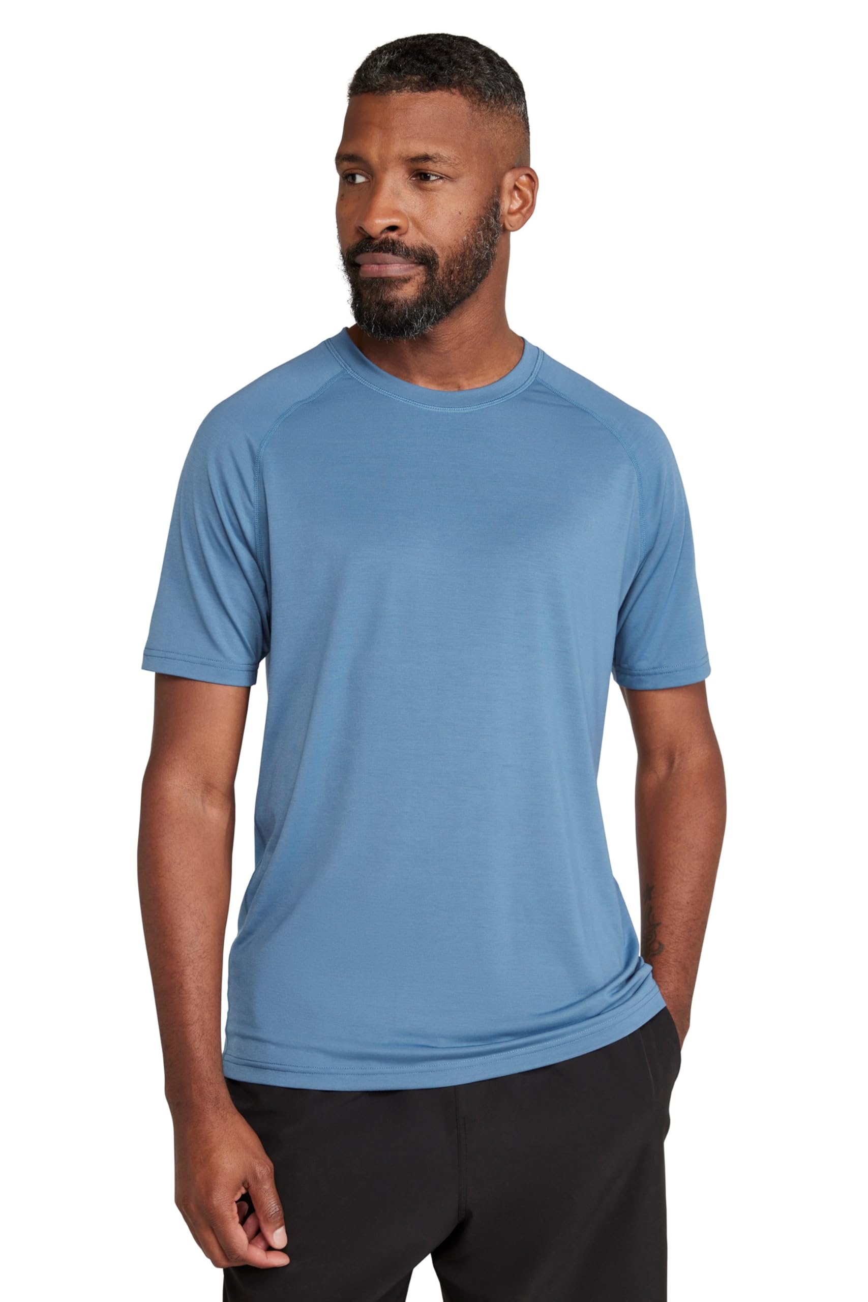 Mountain Warehouse Men's Light Blue Quick Dry Active T-Shirt - Lightweight & Breathable Top With Quick Dry Properties - Spring Summer, Camping, Outdoors & Travelling L
