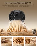 Proscenic Q8 Max+ Robot Aspirateur Laveur,8000Pa 200Mins Aspirateur Robot avec Serpillière et Vidage Automatique Station,Navigation Lidar,Multi-étage Cartographie,pour Poils Animaux Tapis Sols Durs - 4