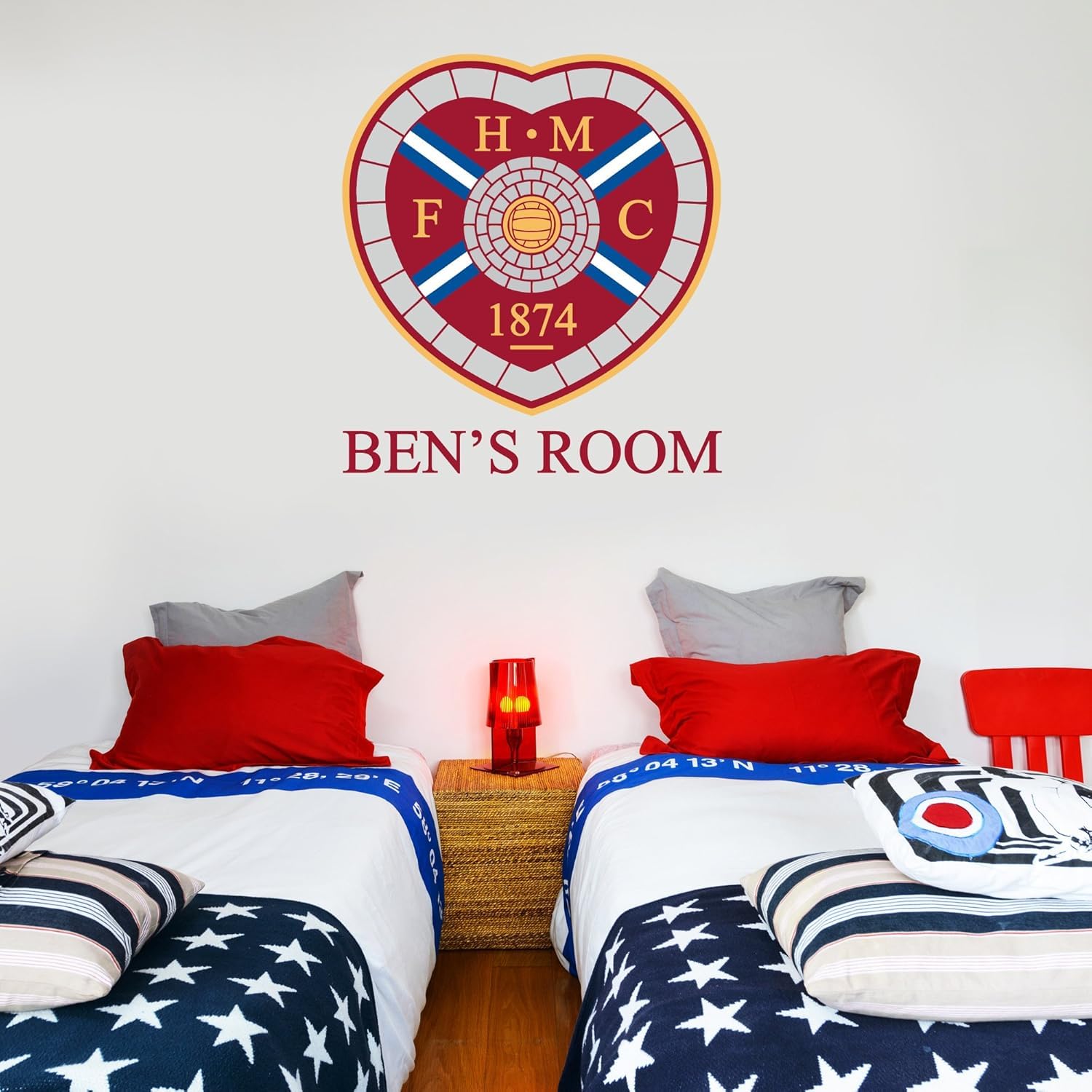 Beautiful Game Heart Of Midlothian F.c. Wall Sticker - Personalised Name & Hearts Crest Wall Sticker (120Cm Height)